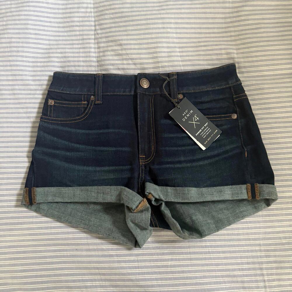 American Eagle Hi Rise Shortie Denim Shorts